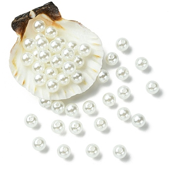 ABS Plastic Imitation Pearl Round Beads, White, 8mm, Hole: 2mm