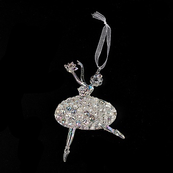 Christmas Transparent Acrylic Ballet Big Pendant Decorations, for Christmas Tree Hanging Oranments, 205mm