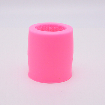 Wool Pattern Column Silicone Candle Molds, Resin Casting Molds, For UV Resin, Epoxy Resin Craft Making, Pink, 71x78mm, Inner Diameter: 48mm
