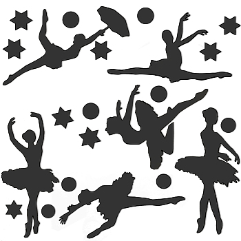 Mirror Acrylic Self Adhesive Wall Decorative, Ballet Girl, Black, 200x150x0.8mm, 3pcs/set