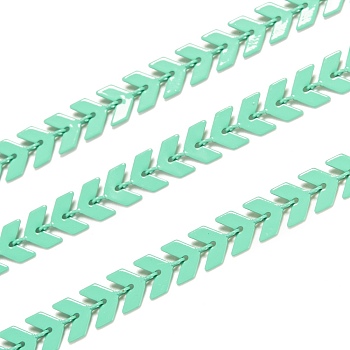 Spray Painted Brass Link Chains, Cobs Chains, Soldered, with Spool, Green, 7x6x2mm, 32.8 Feet(10m)/roll