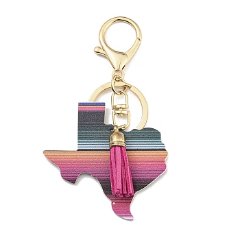 PU Leather Keychain, with Iron Key Ring and Alloy Finding, Colorful, Texas, 10.4cm
