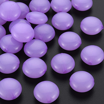Imitation Jelly Acrylic Beads, Flat Round, Medium Orchid, 17x9.5mm, Hole: 2mm, about 316pcs/500g