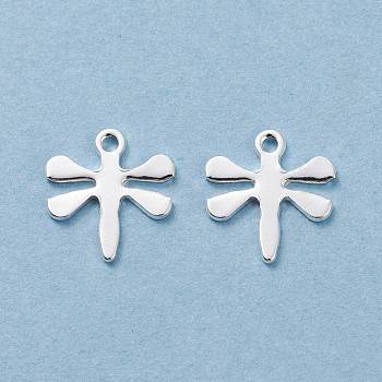 201 Stainless Steel Charms, Dragonfly, Silver, 12x11x0.8mm, Hole: 1.2mm