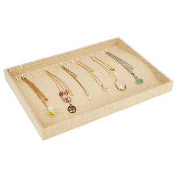Rectangle MDF Covered with Linen Necklace Display Trays, for Necklace Organizer Holder, Light Khaki, 34.6x23.9x3.05cm