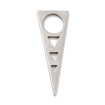 201 Stainless Steel Pendants, Triangle Charms, Stainless Steel Color, 22x8x1mm, Hole: 5mm