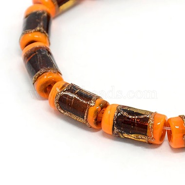 Dark Orange Column Lampwork Beads