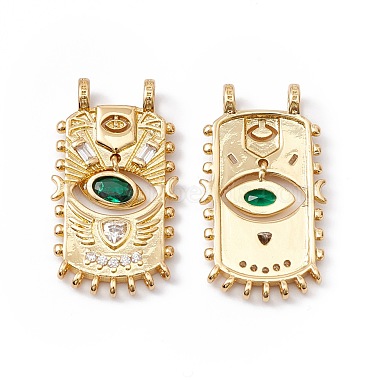 Real 18K Gold Plated Green Rectangle Brass+Cubic Zirconia Pendants