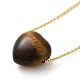 Natural Tiger Eye Heart Pendant Necklace with Golden Alloy Cable Chains(NJEW-G116-01B)-1