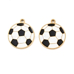 304 Stainless Steel Enamel Pendants, Golden, Football Charms, 18.5x16x1.5mm, Hole: 1.6mm(STAS-Z190-07G-05)