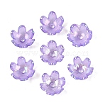 Transparent Acrylic Bead Caps, AB Color, 6-Petal, Flower, Medium Purple, 14x13x6mm, Hole: 2mm(TACR-T007-07E)