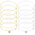12Pcs 2 Colors Iron Choker Necklace Making, Rigid Necklaces, Platinum & Golden, Inner Diameter: 5.71 inch(14.5cm), 2~13mm, 6pcs/color(NJEW-UN0001-84)