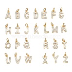 SHEGRACE Brass Micro Pave Clear Cubic Zirconia Pendants, Nickel Free, Letter A~Z Charms, Real 18K Gold Plated, 11.5~13x6.5~10x2.5mm, Jump Ring: 5x1mm, Inner Diameter: 3mm, about 26pcs/set(XGRQ29361-394G)