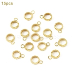 15Pcs 201 Stainless Steel Tube Bails, Loop Bails, Ring Bail Beads, Real 18K Gold Plated, 10x7x2.5mm, Hole: 1.6mm(STAS-YW0003-30B)