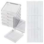 9Pcs Plastic Fake Nail Tips Storage Box, Square, 1Sheet Nail Art Sticker, White, 7.8x6.95x1.75cm(CON-SP0001-15B)