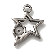 304 Stainless Steel Pendant Rhinestone Settings, Star, Fit for 4mm Rhinestone, 20x14.5x2mm, Hole: 2mm(STAS-H223-01AS-01)