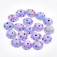 Velvet Hat Decoration, DIY Craft Decoration, Polka Dot Printed, Lilac, 48~50x17~18mm, about 100pcs/bag(AJEW-T004-01G)