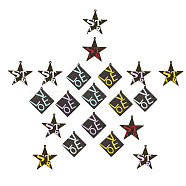 SUNNYCLUE 20Pcs 2 Style Spray Painted Cellulose Acetate(Resin) Pendants, Star with Word Star & Rhombus with Word Love, Mixed Color, 10pcs/style(RESI-SC0002-02)