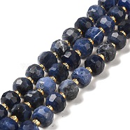 Natural Sodalite Beads Strands, with Seed Beads, Faceted Rondelle, 7~8x5~6mm, Hole: 1mm, about 45~46pcs/strand, 14.57''~14.96''(37~38cm)(G-P508-A10-01)