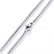 304 Stainless Steel Rolo Chain Necklaces, with Lobster Claw Clasps, Stainless Steel Color, 23.6 inch(60cm)(NJEW-L047-02B-P)