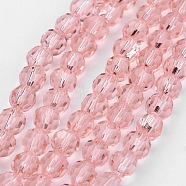 Transparent Glass Bead Strands, Imitate Austrian Crystal, Faceted(32 Facets), Round, Pink, 6mm, Hole: 1mm, about 100pcs/strand, 21~22 inch(X-GLAA-G013-6mm-87)