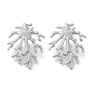 304 Stainless Steel Tree Branch Stud Earrings, Silver, 35x27mm(EJEW-D281-09S)