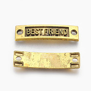 Tibetan Style Links connectors for Friendship, Cadmium Free & Lead Free, Rectangle with Word Best Friend, Antique Golden, 9.5x35x2mm, Hole: 3mm(TIBE-4270-AG-LF)