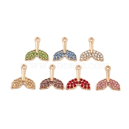 Alloy Rhinestone Pendants, Cadmium Free & Lead Free, Fishtail Charms, Mixed Color, 17x15.5x2mm, Hole: 2mm(FIND-Q100-06KCG)