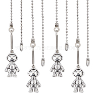 Alloy Ceiling Fan Pull Chain Extenders, Spaceman Pendant Decoration, with Iron Ball Chains, Bead Tips, Antique Silver & Platinum, 975x2.4mm, 4pcs/set(AJEW-PH01299)