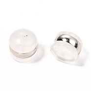 TPE Plastic Ear Nuts, with 316 Surgical Stainless Steel Findings, Earring Backs, Half Round/Dome, Platinum, 6x6.5mm(KY-H004-02L-02P)