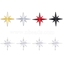 4Pcs 4 Colors 3D Zinc Alloy Car Decoration Stickers, Scratch Cover Sticker, Star, Mixed Color, 64x59.5x4.5mm, 1pc/color(STIC-FH0001-13)