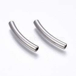 Non-Tarnish 304 Stainless Steel Tube Beads, Curved Tube Noodle Beads, Curved Tube, Stainless Steel Color, 30x4mm, Hole: 3mm(X-STAS-E437-01P)