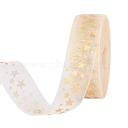 10 Yards Hot Stamping Polyester Ribbons, for Valentine's Day Gift Wrapping, Gold, Star, 5/8 inch(16~17mm)(AJEW-WH0518-70A)