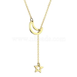 Simple and Stylish Stainless Steel Lariat Necklaces, Sweater Chain Necklace for Women, Moon(WC5409-3)