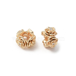 Brass Spacer Beads, Flower, Real 18K Gold Plated, 8.5x5mm, Hole: 3mm(KK-U052-31G-NF)