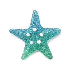 Gradient Color Opaque Resin Decoden Cabochons, Starfish, Sea Green, 33x35x9.5mm(CRES-P036-01A-05)