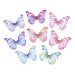 Polyester Fabric Wings Crafts Decoration, for DIY Jewelry Crafts Earring Necklace Hair Clip Decoration, Butterfly, Mixed Color, 24x30mm(FIND-S322-010B)