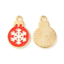 Christmas Alloy Enamel Pendants, Golden, Snowflake, 19x13x1.5mm, Hole: 1.6mm(ENAM-D047-17G-03)