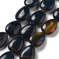 Natural Blue Tiger Eye Beads Strands, Dyed, Flat Teardrop, 17.5~18x13~13.5x6mm, Hole: 1.2~1.4mm, about 11pcs/strand, 7.56''(19.2cm)(G-P528-L20-01)