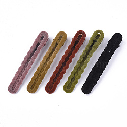 Flocky Iron Alligator Hair Clips, Mixed Color, 84x12mm(IFIN-T008-06)