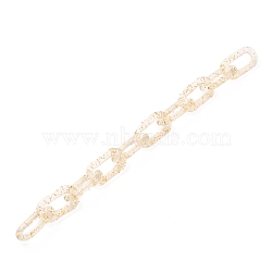 Handmade Transparent Acrylic Paperclip Chains, Drawn Elongated Cable Chains, with Glitter Powder, Moccasin, 20x10.5x3mm, about 39.37 inch(1m)/strand(AJEW-JB00814)