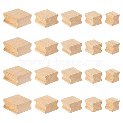 20Pcs 5 Styles Square Grooved Wood Blocks for Stamp Carving, Unfinish Wood Craft Supplies, Wheat, 2.1~4x2~4x2~2.05cm, 4pcs/style(WOOD-GA0001-63)