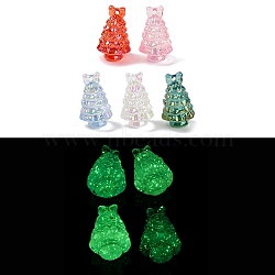 UV Plating Transparent Acrylic Pendants, Luminous, Glow in the Dark, Christmas Tree, Mixed Color, 36x22.5mm, Hole: 3mm(MACR-F080-23)