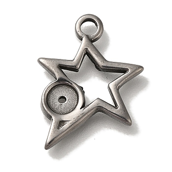 304 Stainless Steel Pendant Rhinestone Settings, Star, Fit for 4mm Rhinestone, 20x14.5x2mm, Hole: 2mm