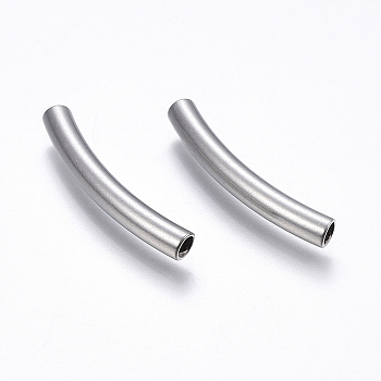 304 Stainless Steel Tube Beads, Curved Tube Noodle Beads, Curved Tube, Stainless Steel Color, 30x4mm, Hole: 3mm