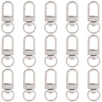 50Pcs Alloy Swivel Clasps, Swivel Snap Hook, Platinum, 33.5x13x6mm, Hole: 9x5.5mm