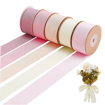 Elite 25 Yards 5 Colors Polyester Stretchy Ribbon, for Gift Wrapping, Party Decorations, Mixed Color, 1-1/2 inch(38mm), about 5 yards/color