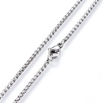 304 Stainless Steel Rolo Chain Necklaces, with Lobster Claw Clasps, Stainless Steel Color, 23.6 inch(60cm)