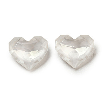 Glass Rhinestone Cabochons, Point Back & Back Plated, Faceted, Heart, Crystal, 8.5x10x4mm