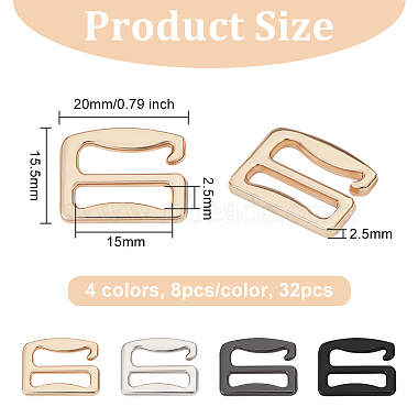 32Pcs 4 Colors Zinc Alloy Underwear Strap Buckles(FIND-OC0003-08A)-2